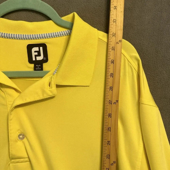 FootJoy FJ Performance Golf Polo Shirt Mens Size XL Yellow Blue Striped - Picture 5 of 7